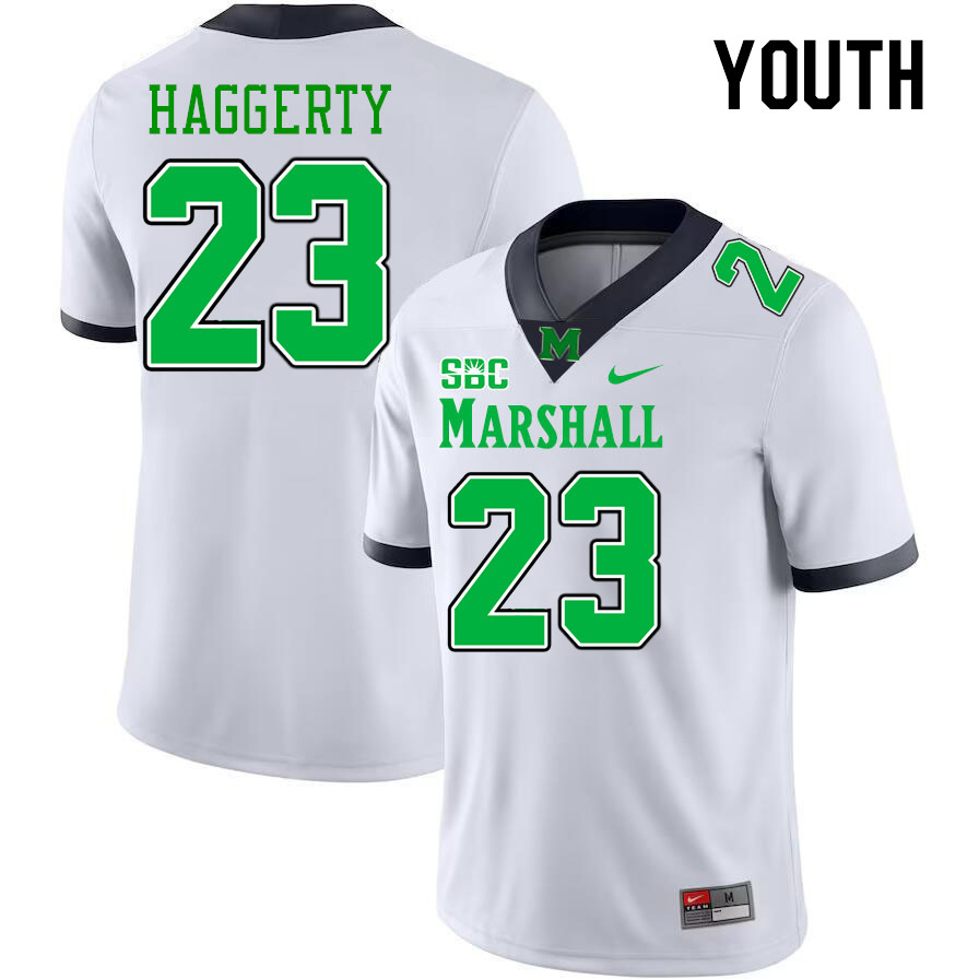 Youth #23 Justin Haggerty Marshall Thundering Herd SBC Conference College Football Jerseys Stitched-